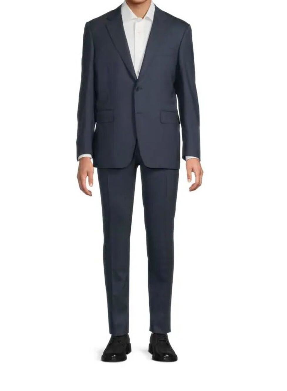 $3,295 NWT Canali Textured Stretch 100% Wool Dark Blue Classic-Fit Suit 46(36)R